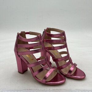 FSJ Women Chunky Mid High Heel Sandals Open Toe T-Strap Pumps Cutout Dress Party